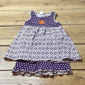 Purple and White Kids Matching Set with Clemson Tiger Paw on the Front Size 6